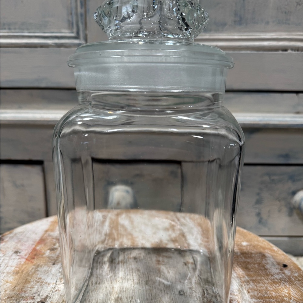 Vintage Square Apothecary Canister Storage Jar 9.5”